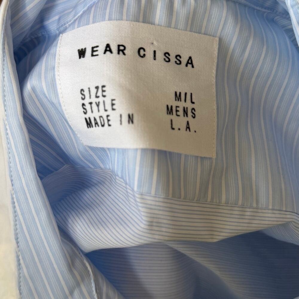 Wear Cissa "The Men's Shirt" Blue & White Pin Stripe Oversize Button Down M/L - Picture 7 of 9